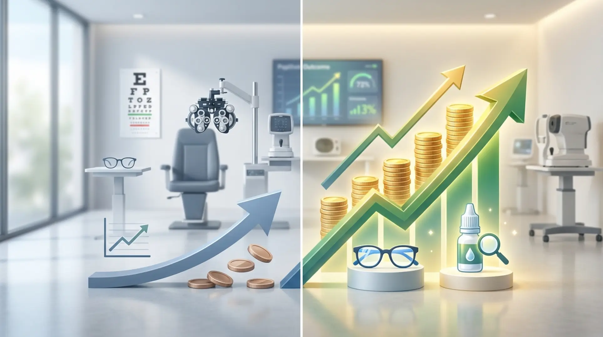 Infographic illustrating ROI Modeling for Specialty Services: Myopia & Dry Eye